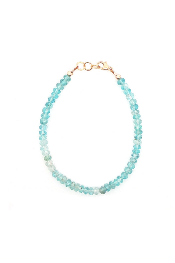 14K Gold Blue Zircon Faceted Bracelet