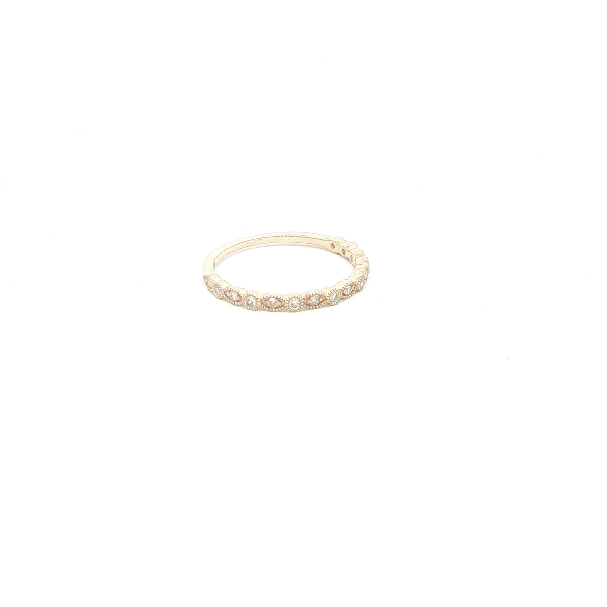 14K Yellow Gold Diamond Milgrain Stackable Ring