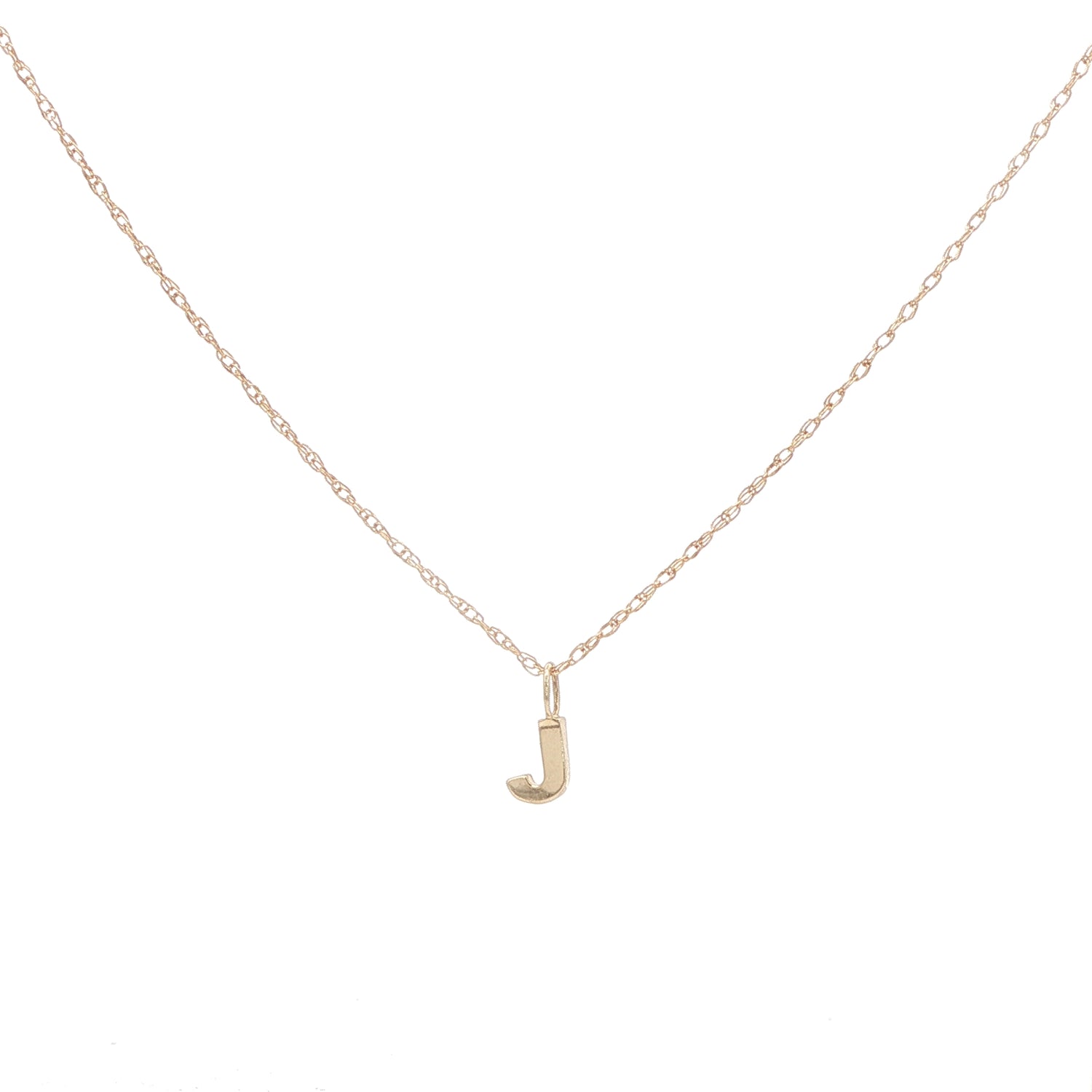 14K Gold Block Initial on Rope Chain
