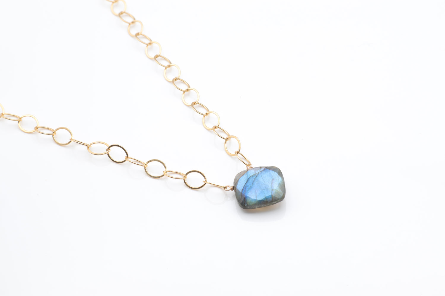 Labradorite Cushion Oval Chain Necklace