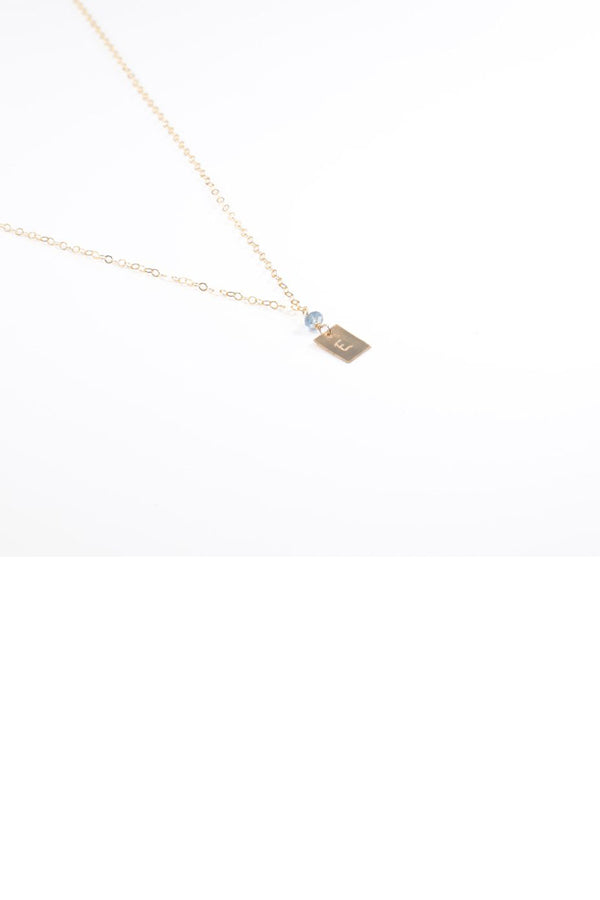 Custom Initial Square with Gemstone Necklace