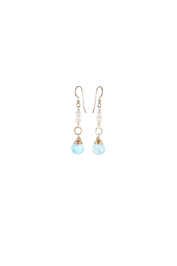 Larimar and Pearl Earrings