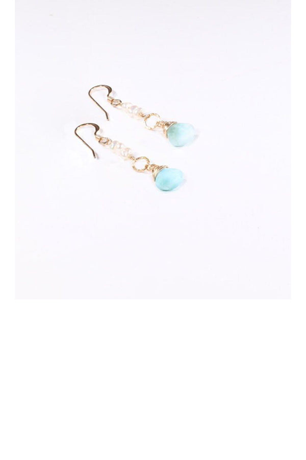 Larimar and Pearl Earrings