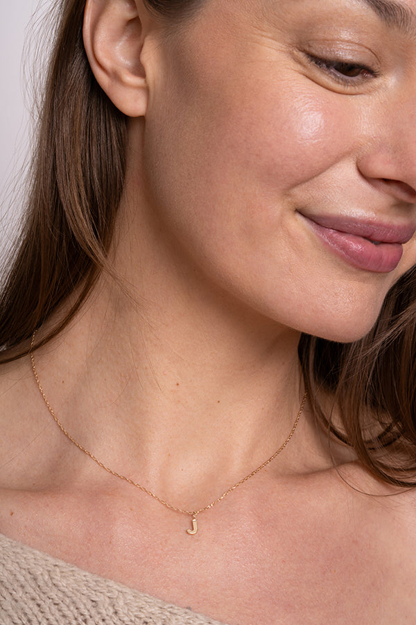 14K Gold Block Initial