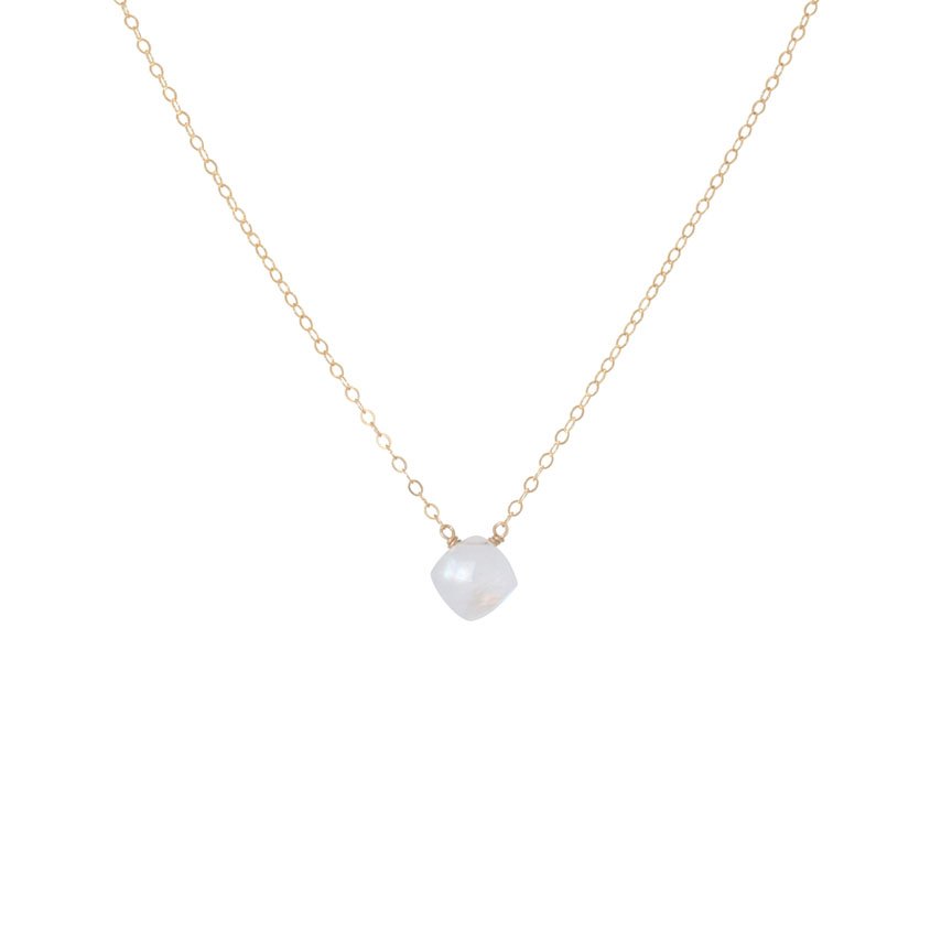 Rainbow Moonstone Cushion Necklace