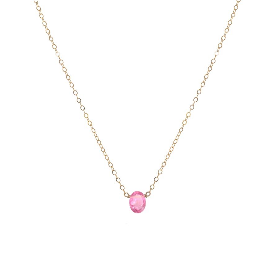Single Light Pink Tourmaline Necklace