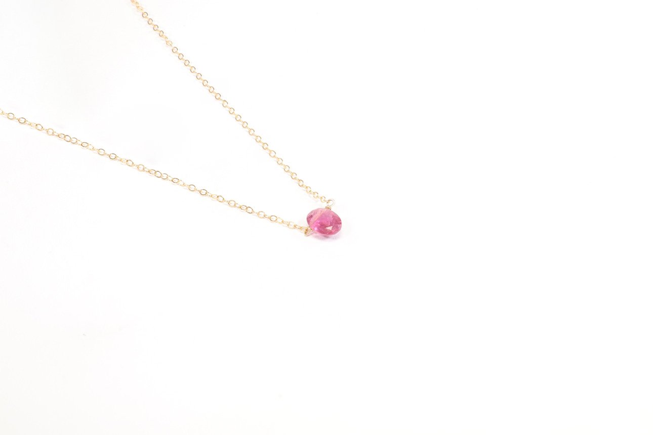 Single Light Pink Tourmaline Necklace