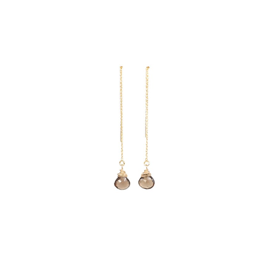 Smoky Quartz Threader Earrings