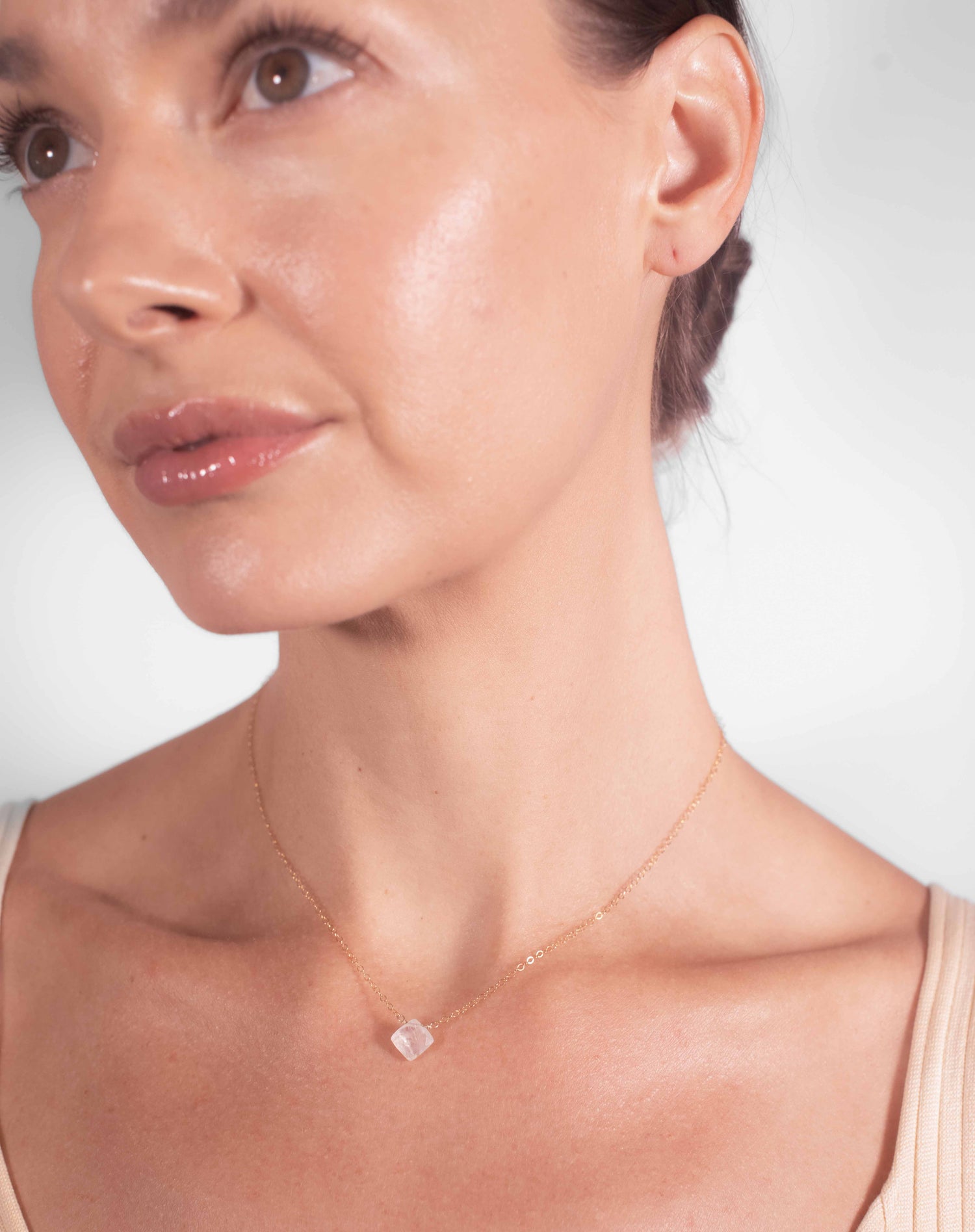 Rainbow Moonstone Cushion Necklace