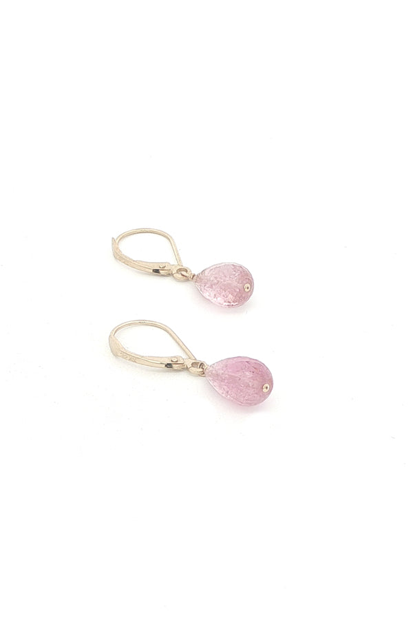 14K Pink Tourmaline Drop Earrings