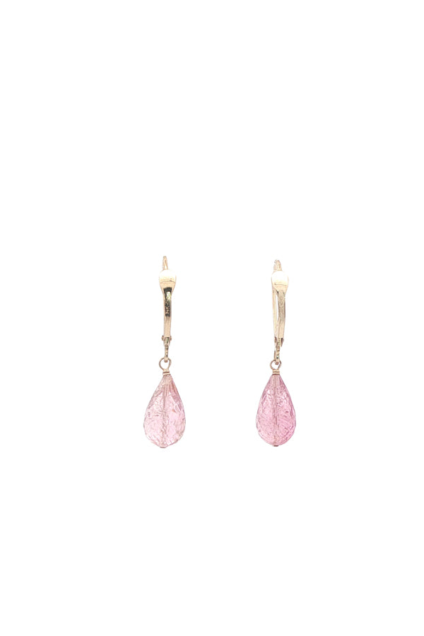 14K Pink Tourmaline Drop Earrings