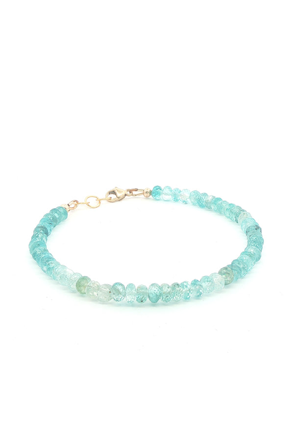 14K Gold Blue Zircon Faceted Bracelet