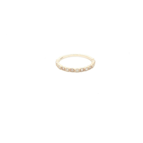 14K Yellow Gold Diamond Milgrain Stackable Ring