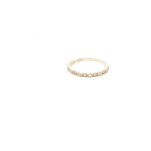 14K Yellow Gold Diamond Milgrain Stackable Ring