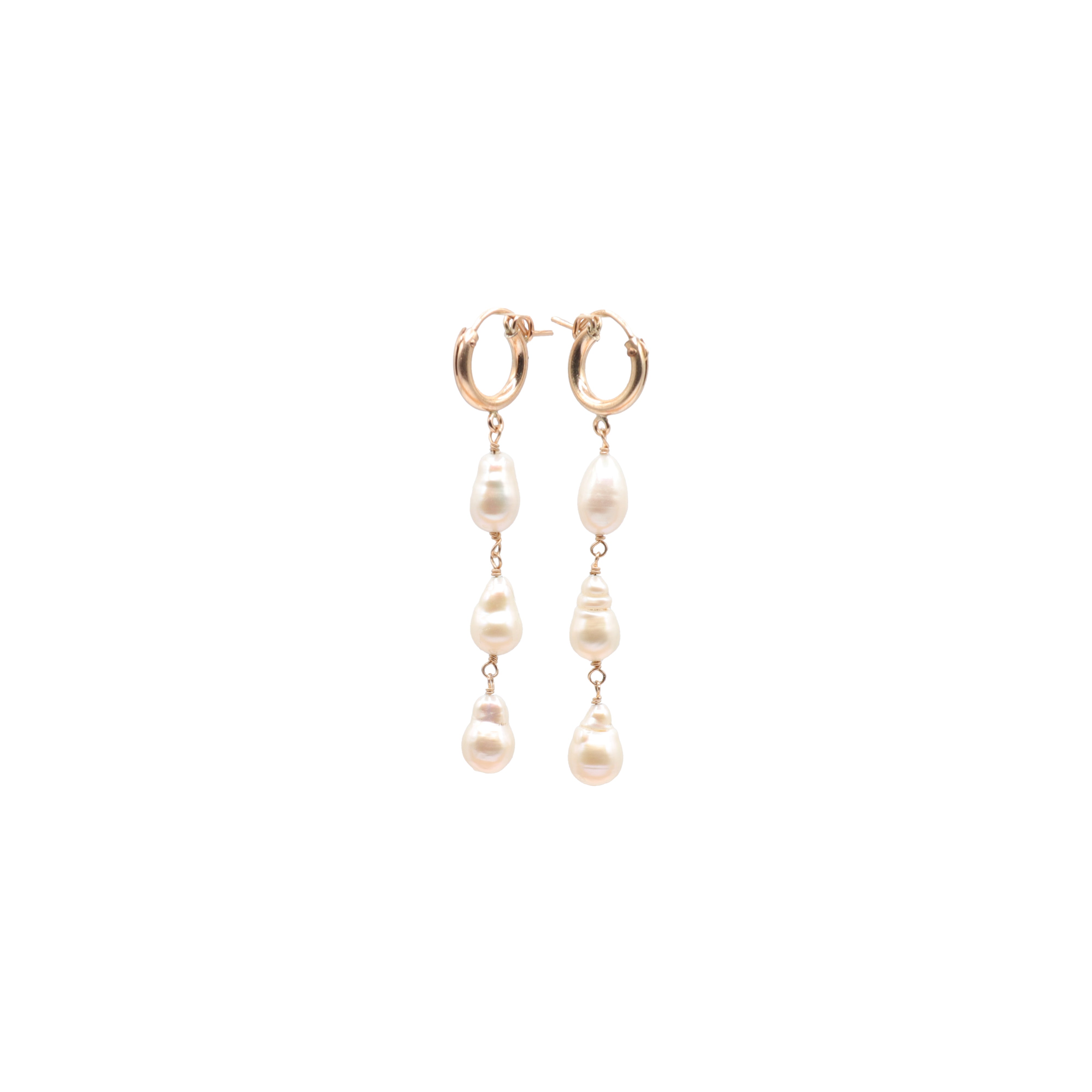 3 Pearl Drop Earrings Leverback Hoop