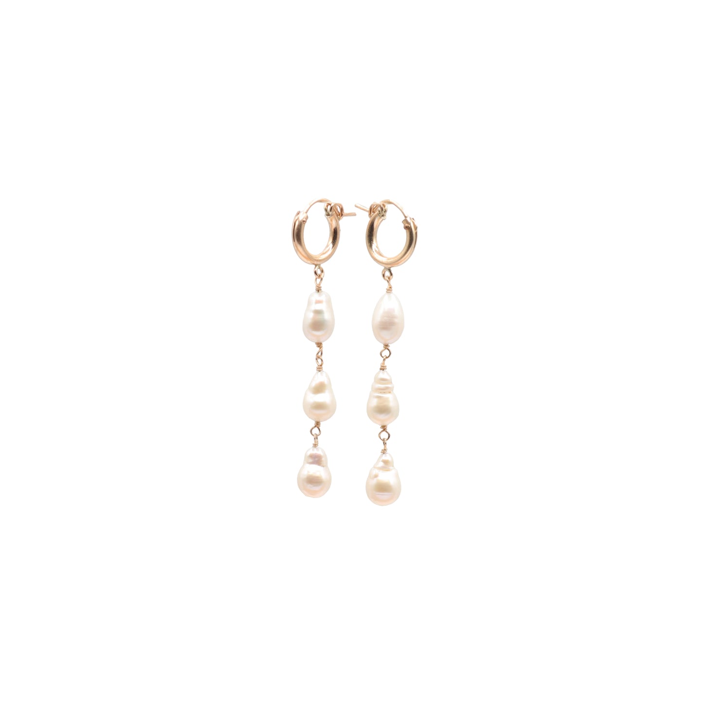 3 Pearl Drop Earrings Leverback Hoop