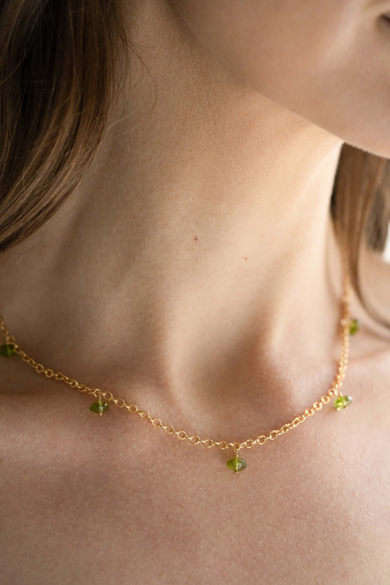 7 Stone Drop Peridot Necklace