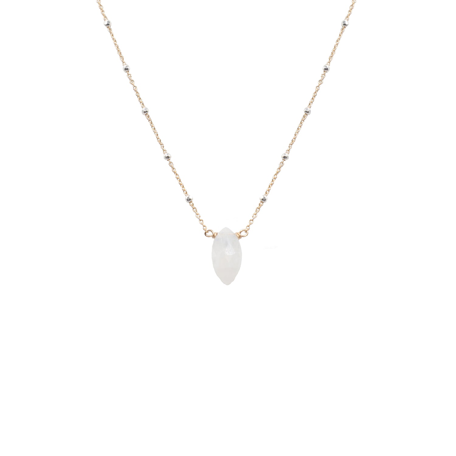 Moonstone Marquise Cut on Satellite Necklace