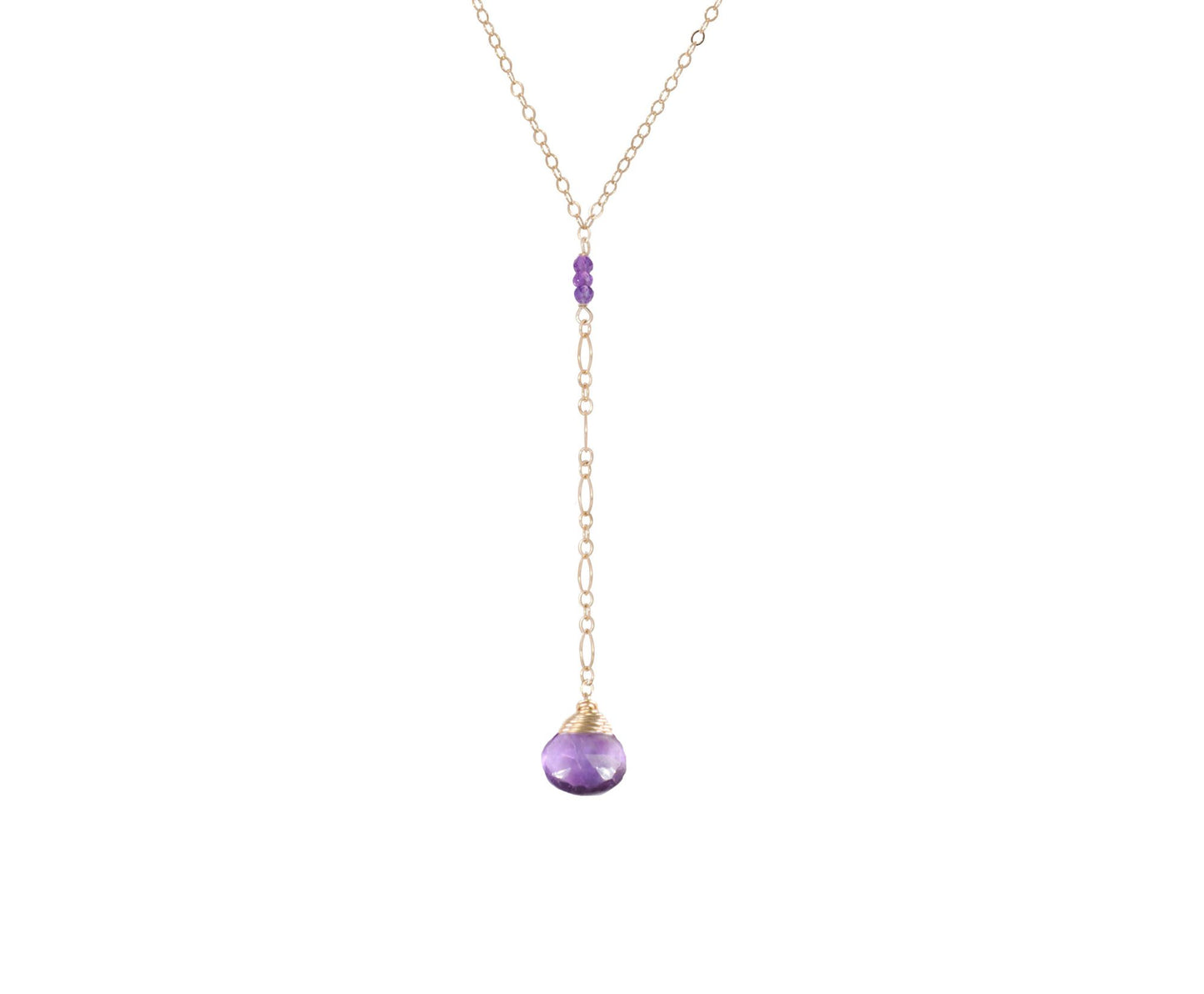 JK Designs "Y" Drop Necklace in Amethyst