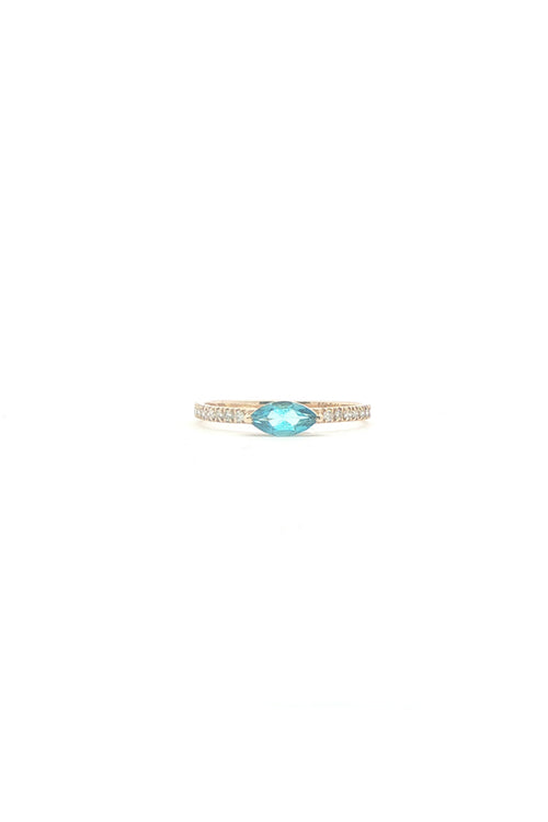 14K Marquise-Cut Blue Topaz Diamond Ring
