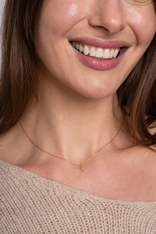 14K Diamond Initial Pendant