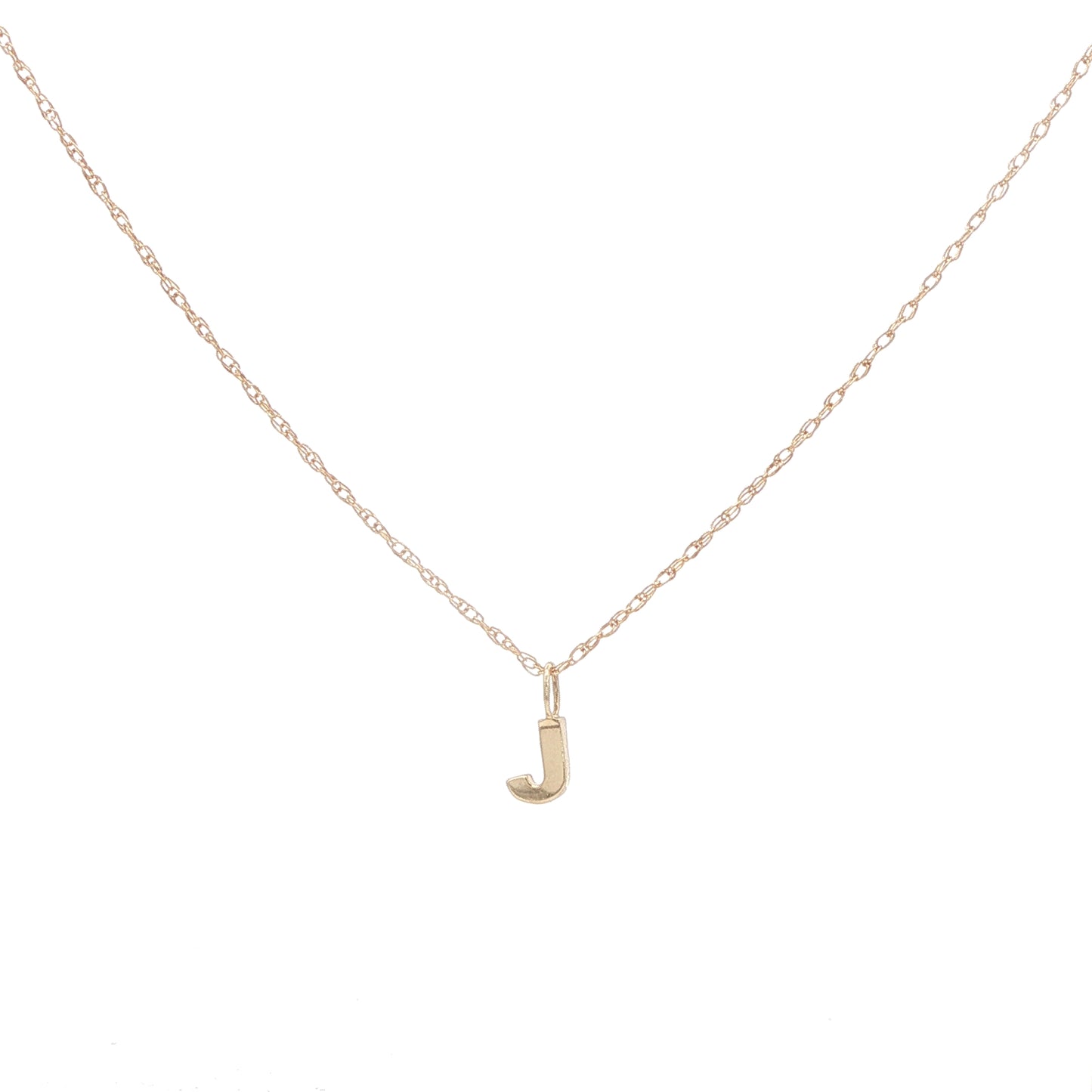 14K Gold Block Initial on Rope Chain
