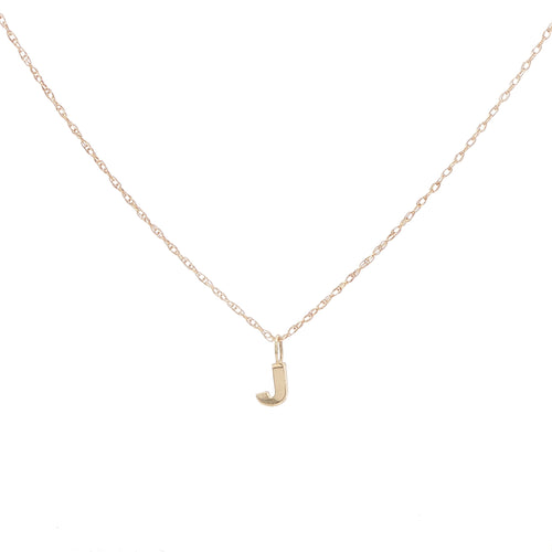 14K Gold Block Initial on Rope Chain