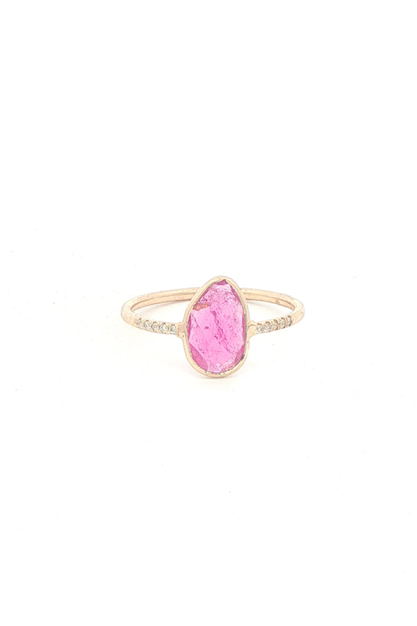 14K Gold Bezel Pink Tourmaline Ring