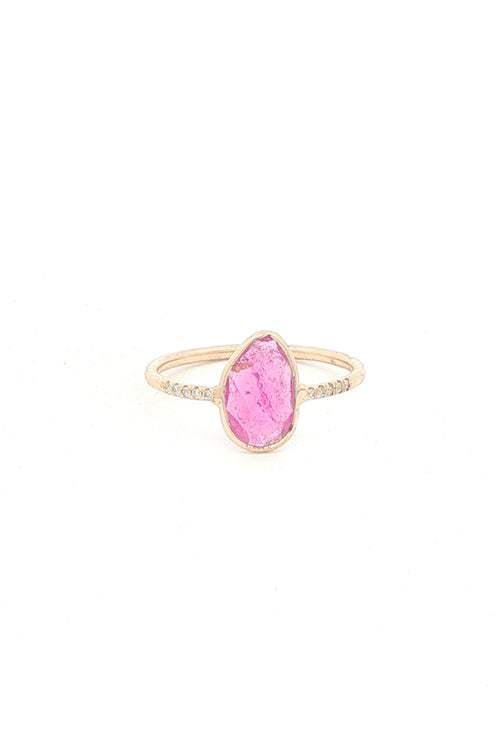 14K Gold Bezel Pink Tourmaline Ring