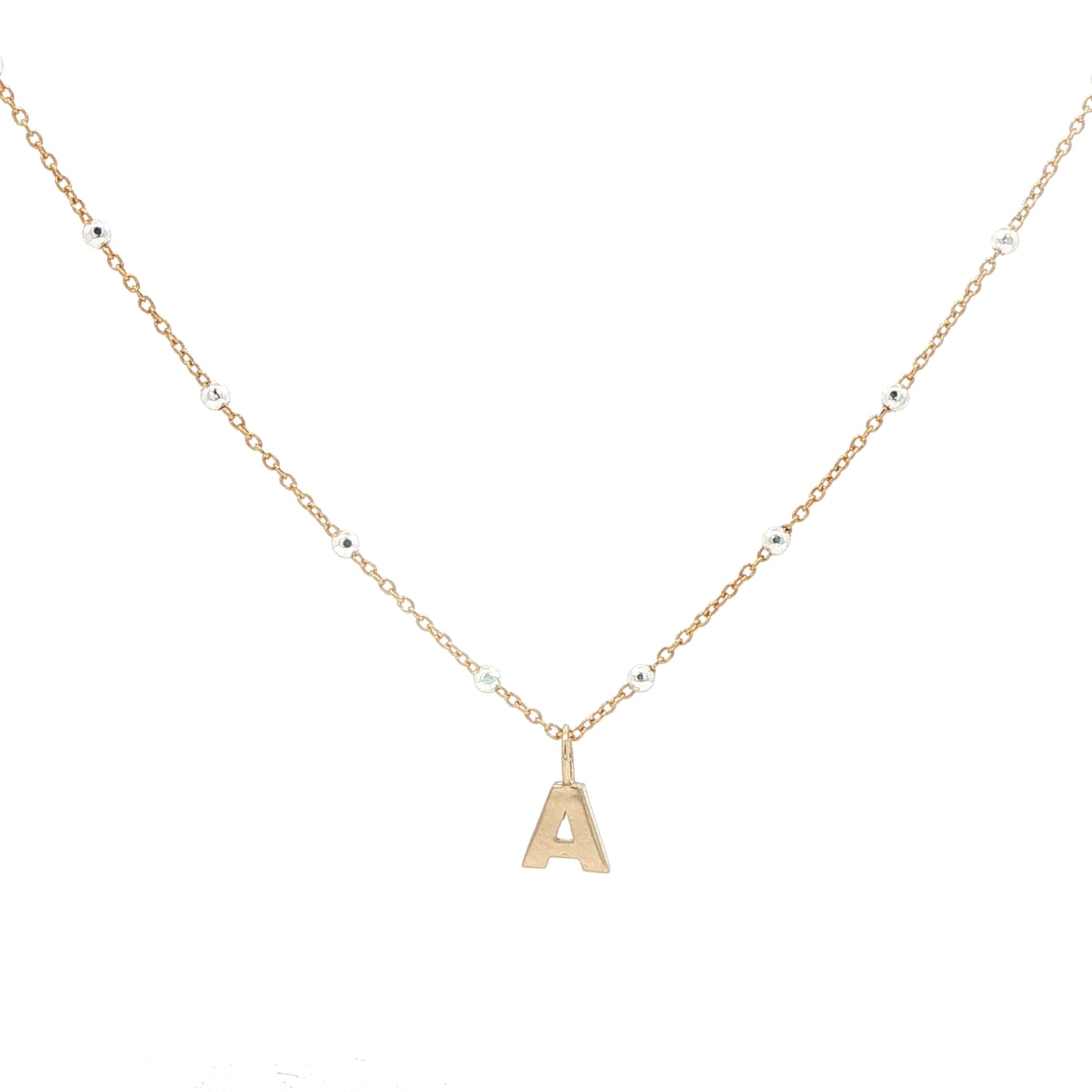 14K Initial Gold Block Letter w/ 14K Gold Filled Satellite Chain