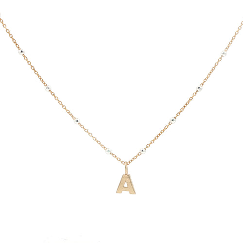 14K Initial Gold Block Letter w/ 14K Gold Filled Satellite Chain