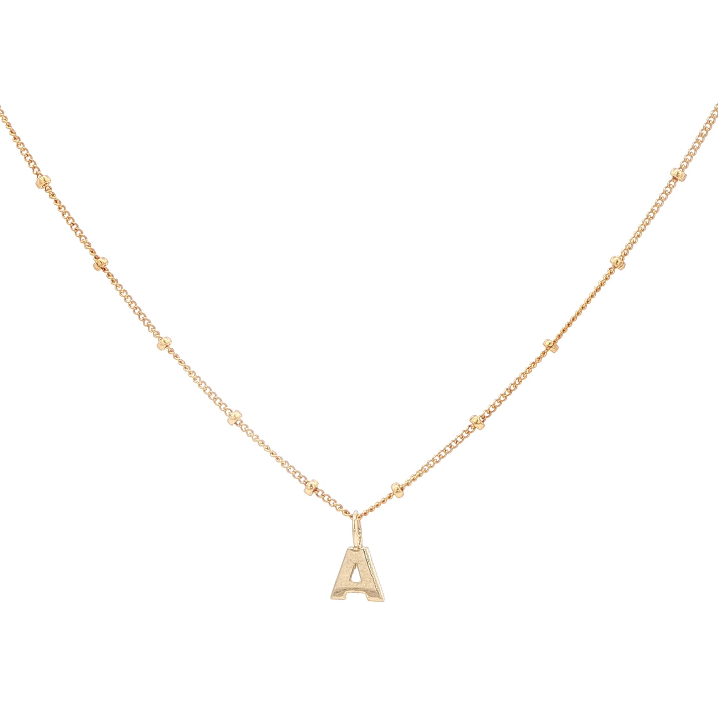 14K Initial Gold Block Letter w/ 14K Gold Filled Satellite Chain
