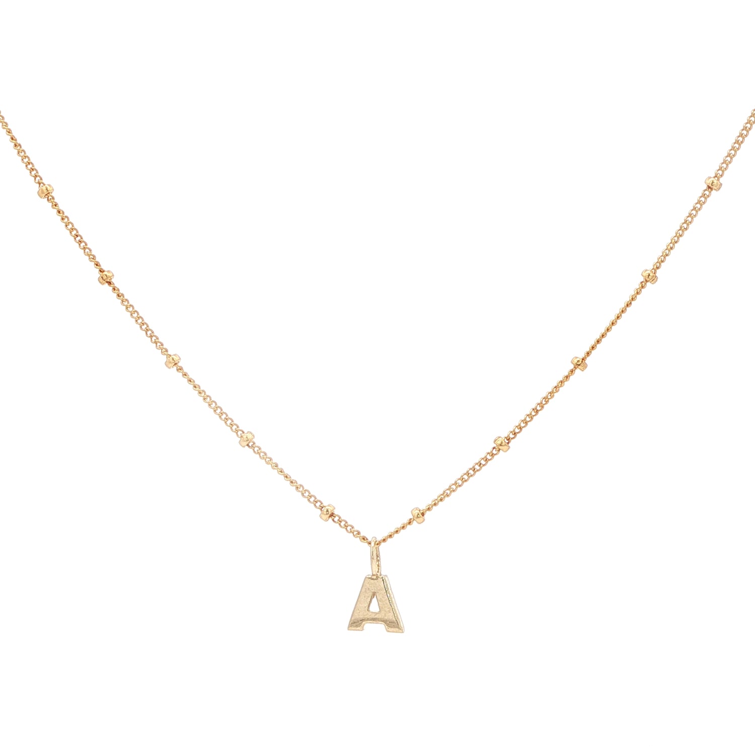 14K Initial Gold Block Letter w/ 14K Gold Filled Satellite Chain