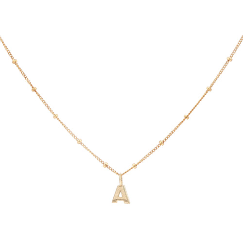 14K Initial Gold Block Letter w/ 14K Gold Filled Satellite Chain