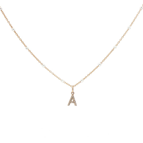 14K Initial Diamond Pendant with 14K Gold Filled Satellite Chain