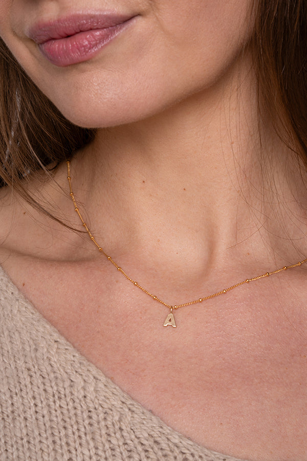 14K Initial Gold Block Letter w/ 14K Gold Filled Satellite Chain
