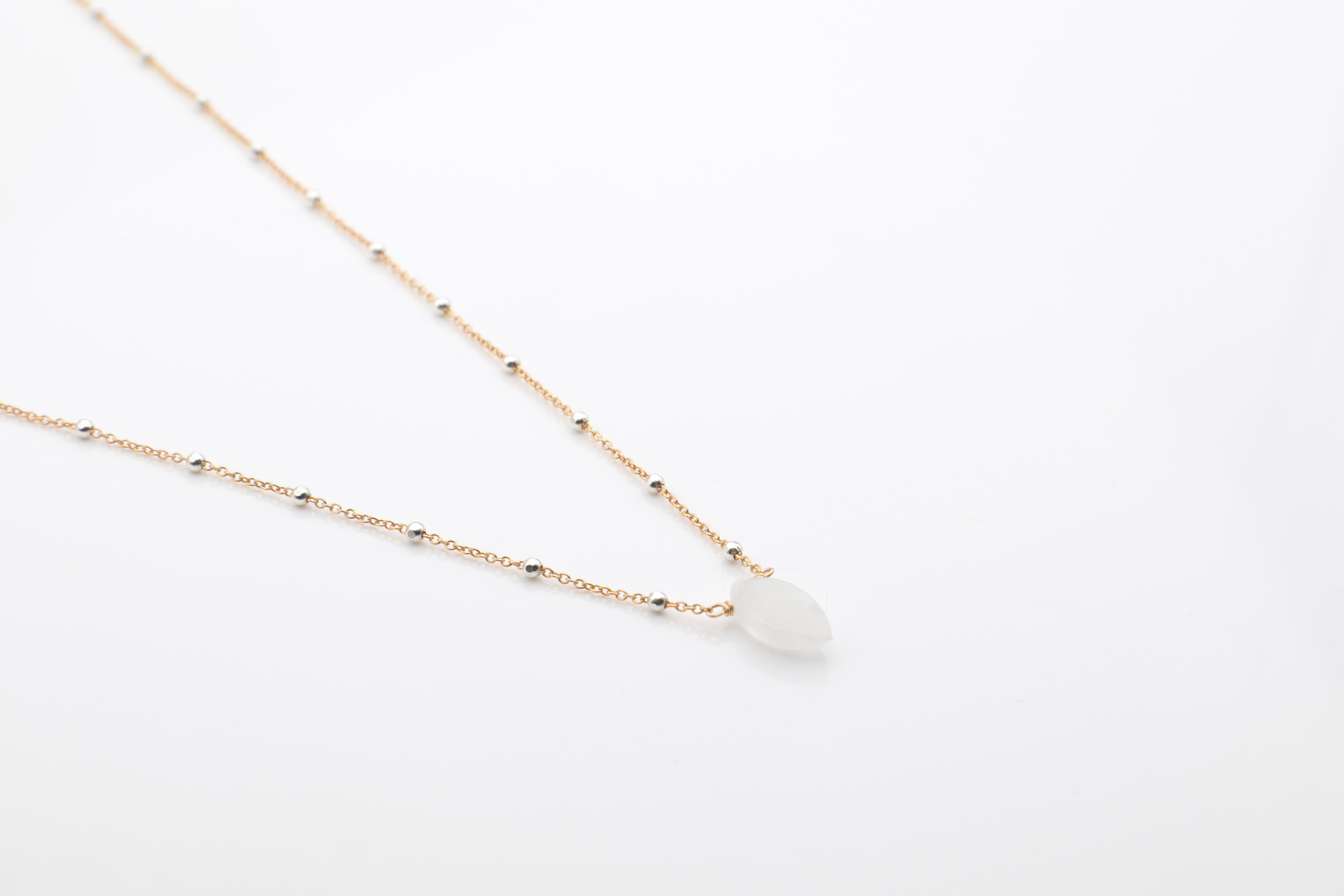 Moonstone Marquise Cut on Satellite Necklace