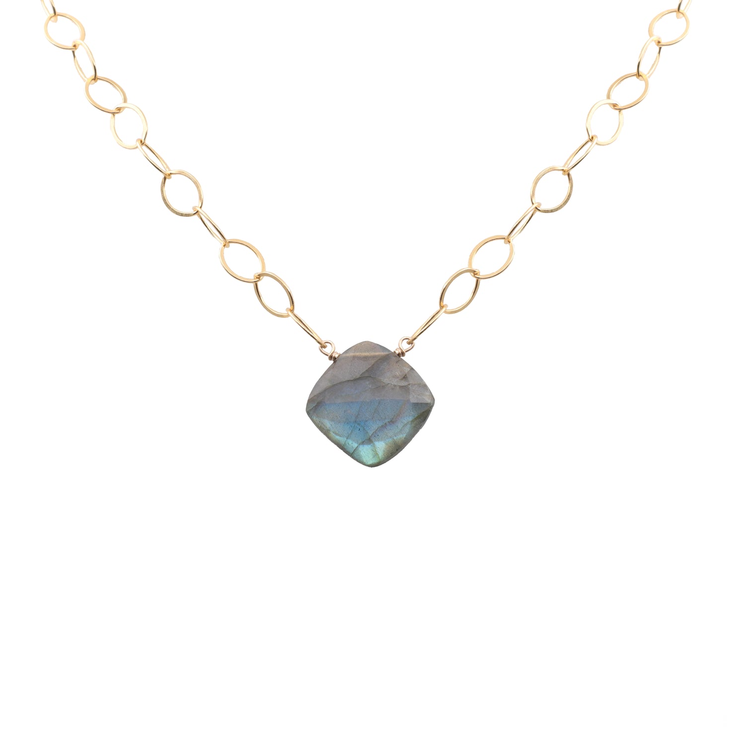 Labradorite Cushion Oval Chain Necklace