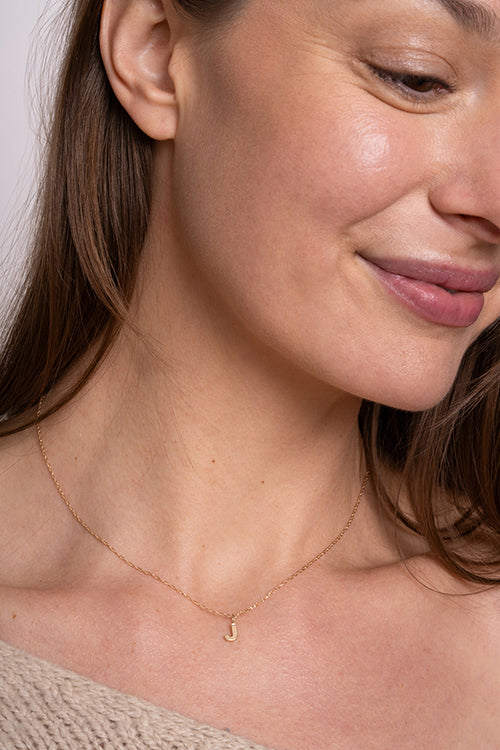 14K Gold Block Initial on Rope Chain