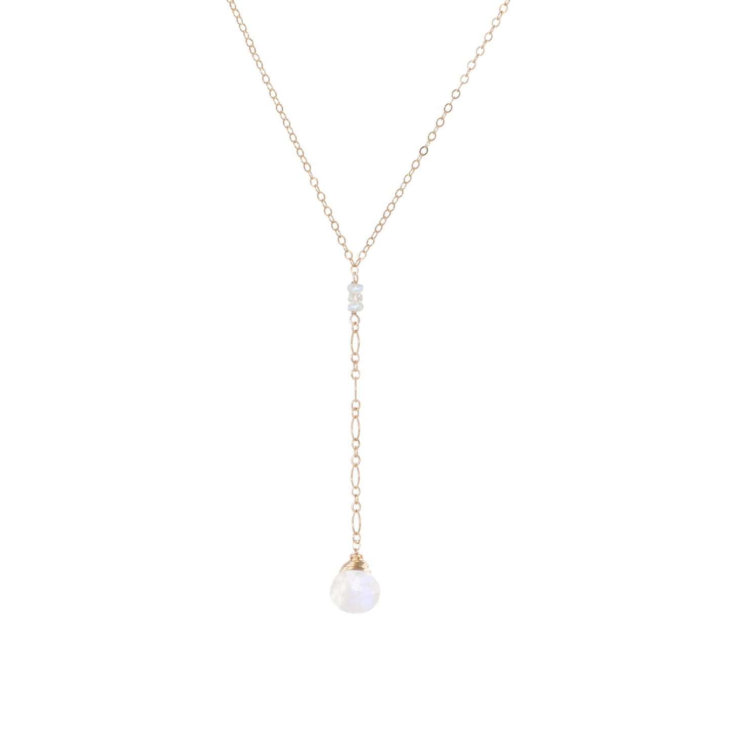 JK Designs "Y" Drop Necklace in Moonstone