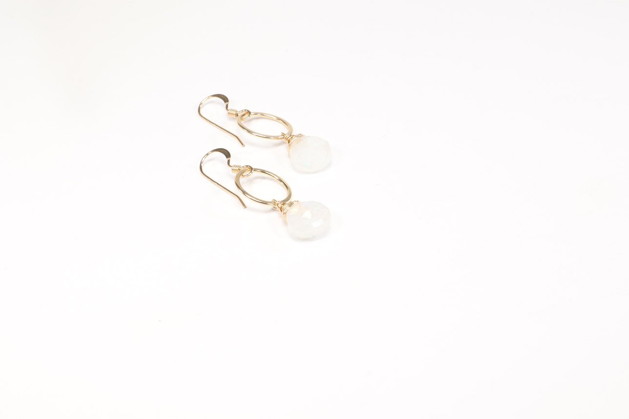 JK Designs Small Ring with Gemstone Earrings in Moonstone