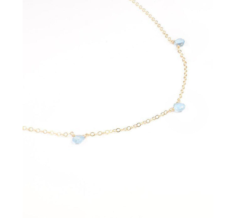 3 Stone Moss Aquamarine Necklace