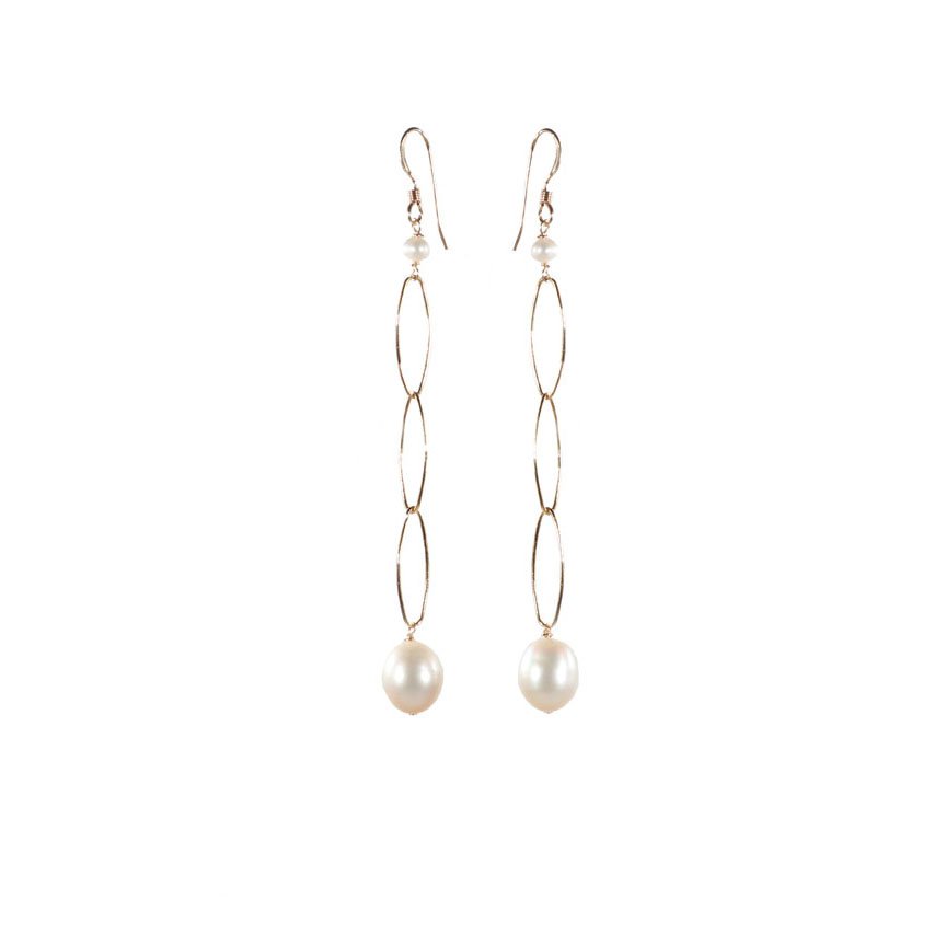 JK Designs Pearl Side Earrings