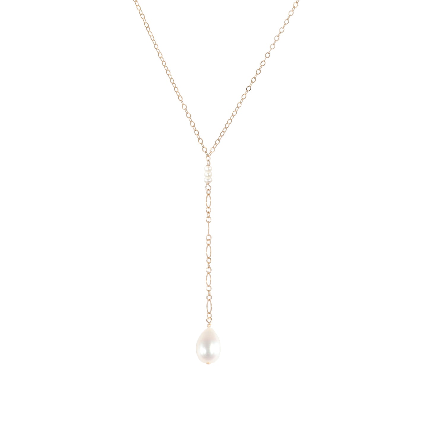 JK Designs "Y" Drop Necklace in Pearl