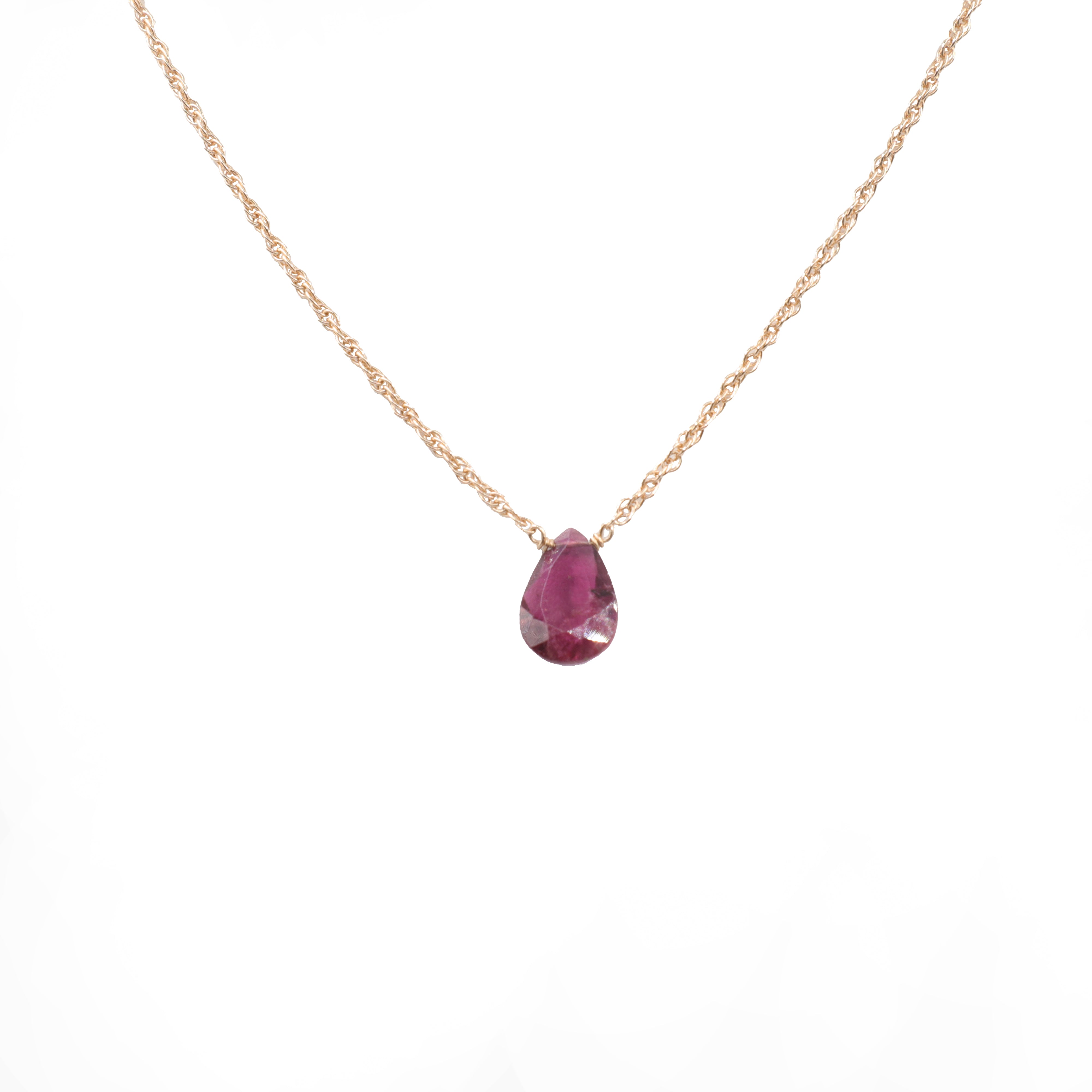 One-of-a-Kind Pink Tourmaline Pear Cut Necklace