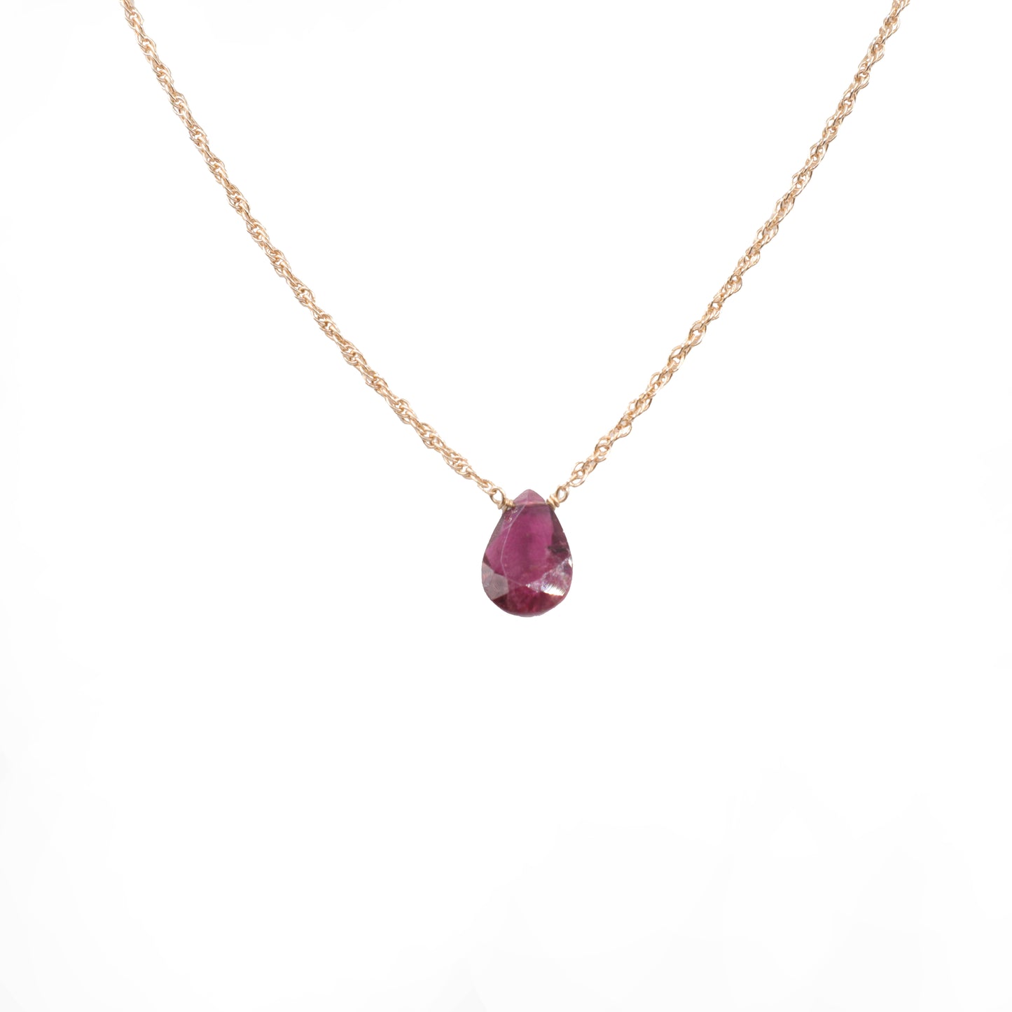 One-of-a-Kind Pink Tourmaline Pear Cut Necklace