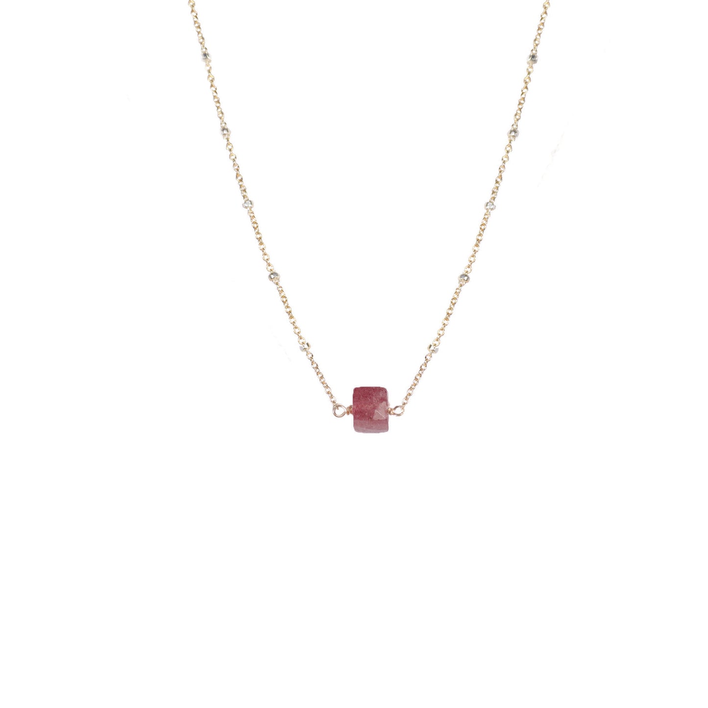 Faceted Gemstone Cube Satellite Necklace