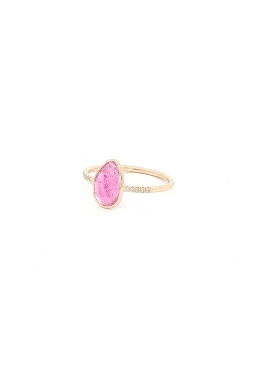 14K Gold Bezel Pink Tourmaline Ring