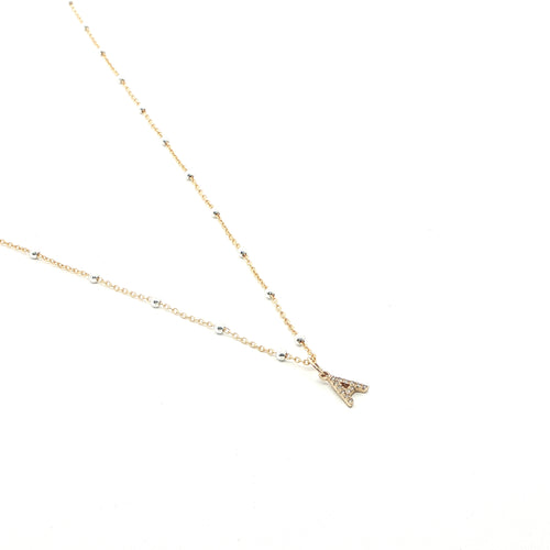 14K Initial Diamond Pendant with 14K Gold Filled Satellite Chain