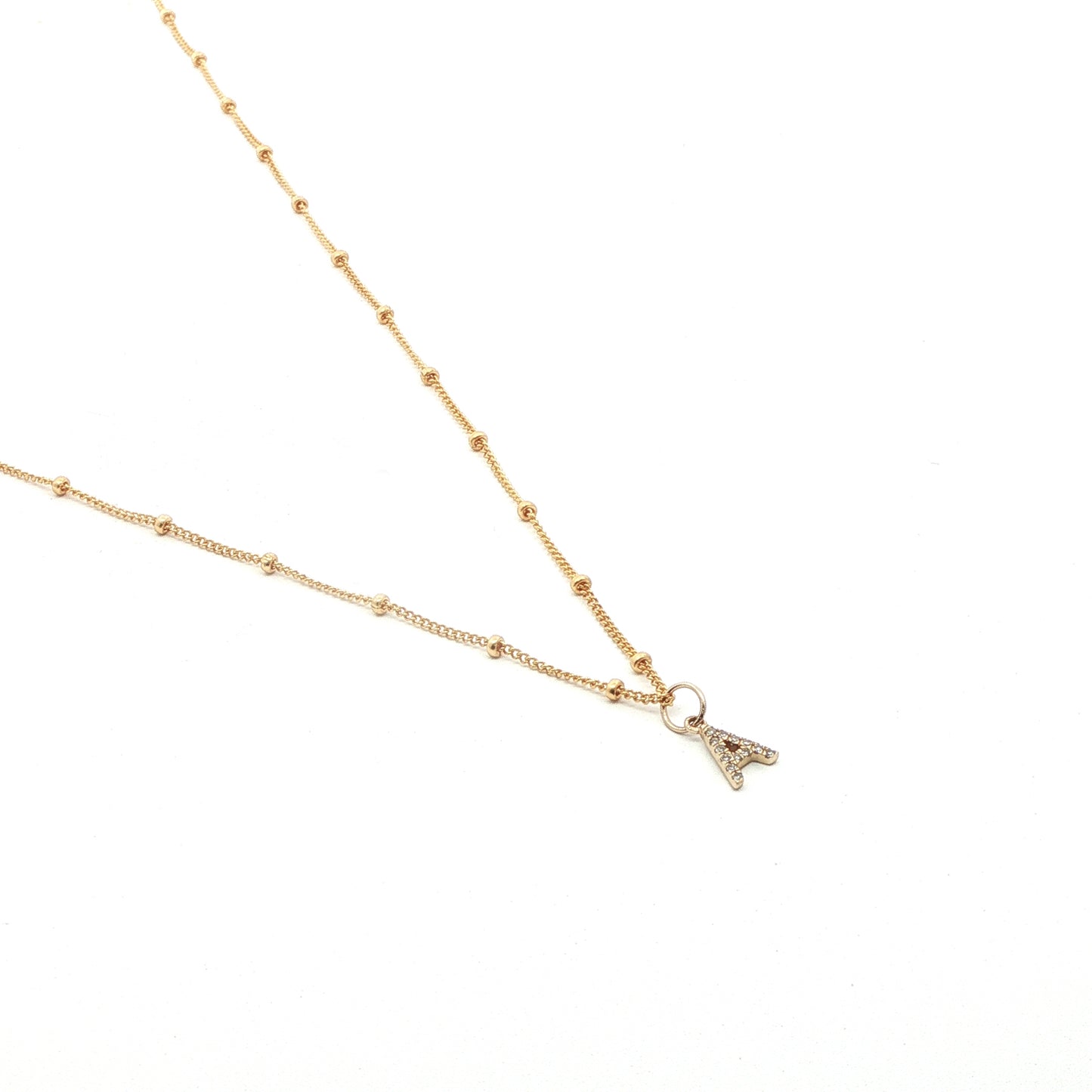 14K Initial Diamond Pendant with 14K Gold Filled Satellite Chain